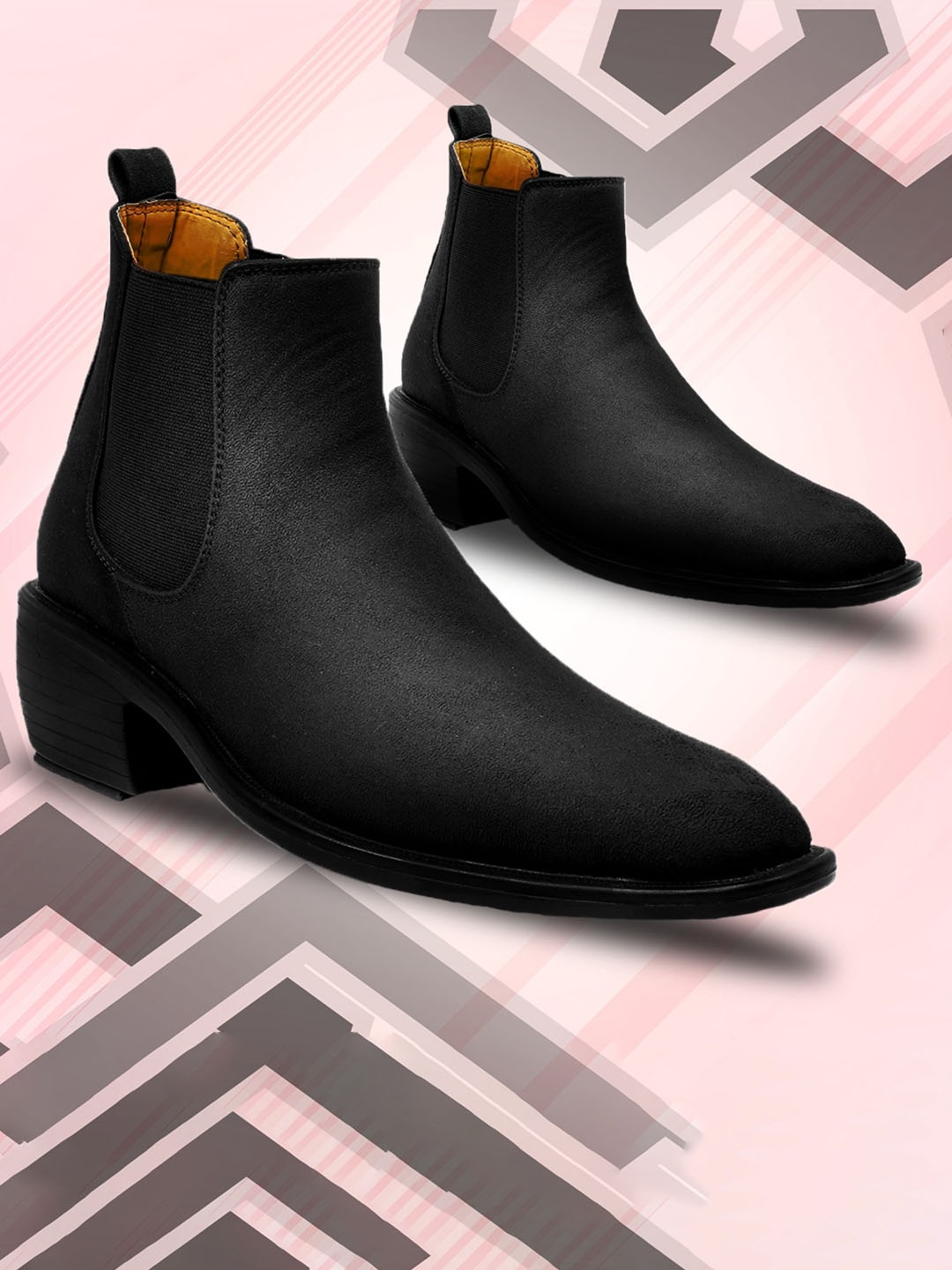 

Bxxy Men Block-Heeled Chelsea Boots, Black