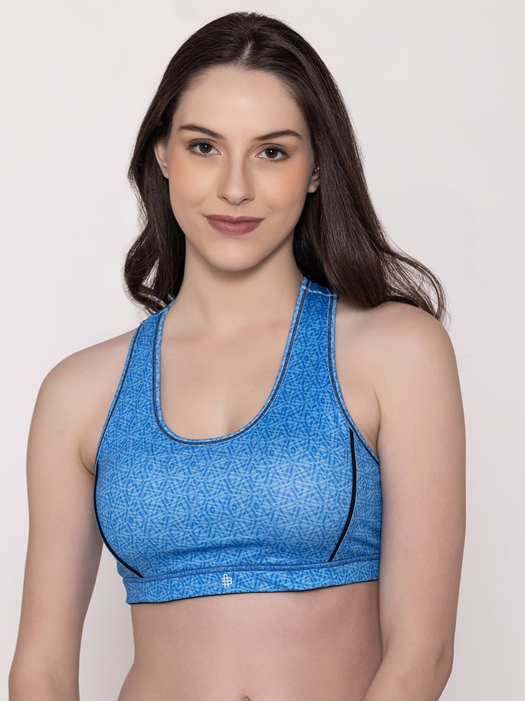 

Bonjour Abstract Cotton Full Coverage Removable Padding Workout All Day Comfort Bra, Blue