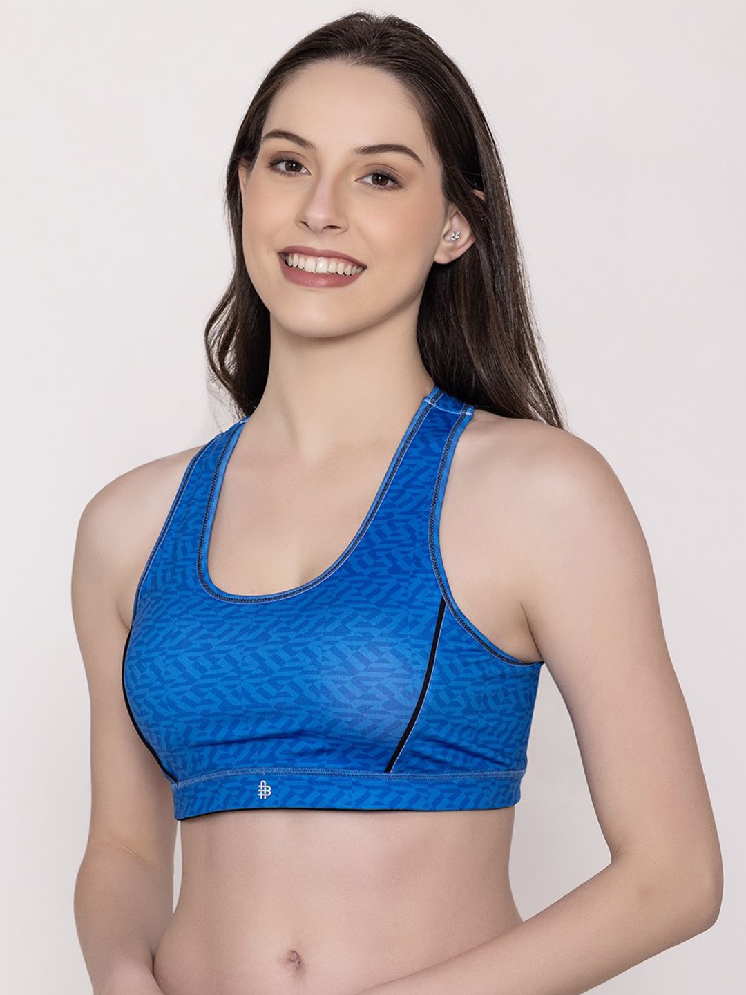 

Bonjour Abstract Full Coverage Removable Padding Workout All Day Comfort Bra, Blue