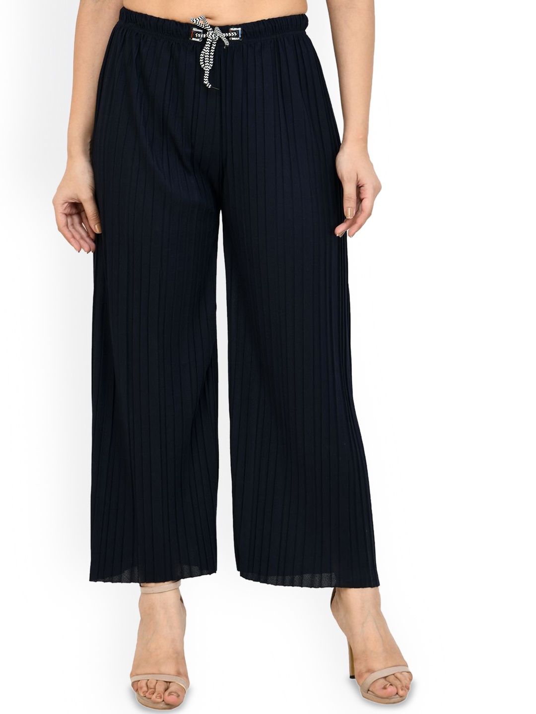 

Gladly Women Relaxed Loose Fit High-Rise Trousers, Navy blue