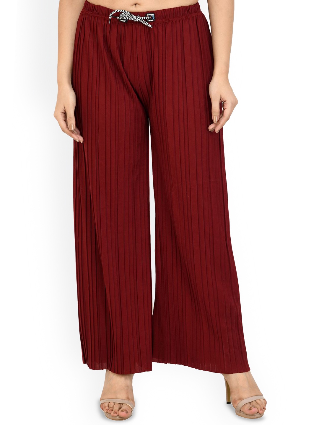 

Gladly Women Relaxed Loose Fit High-Rise Trousers, Maroon