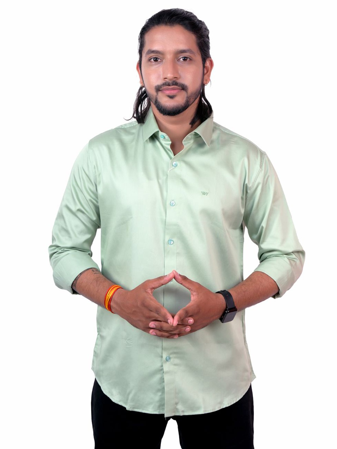 

WHITE HANGER Men Solid Opaque Regular Fit Casual Shirt, Green