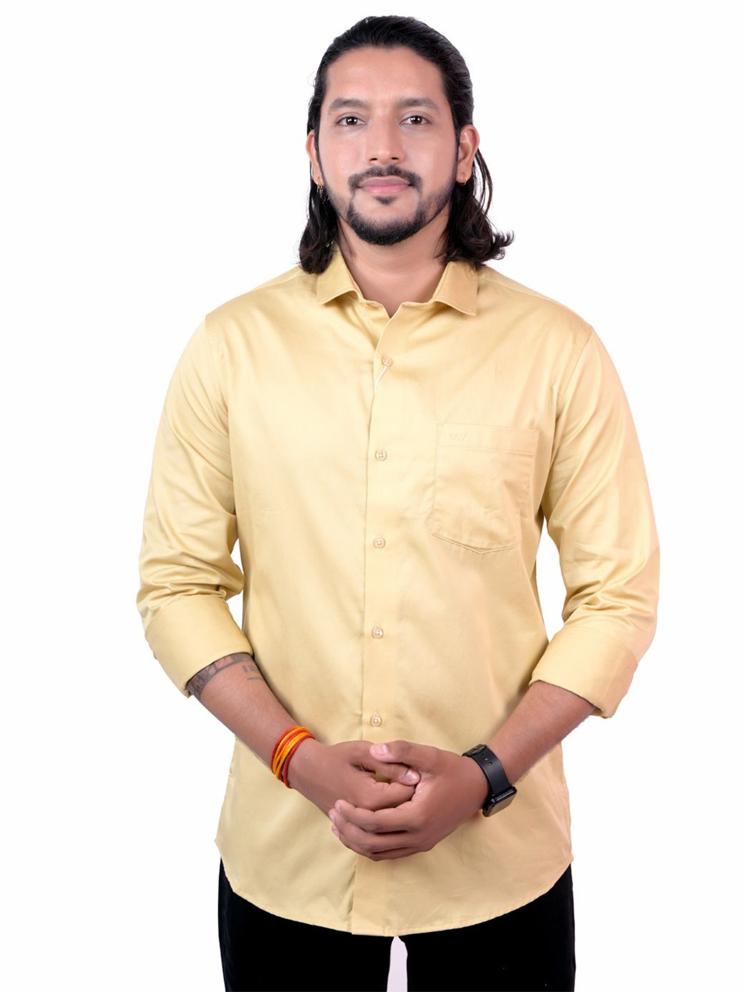 

WHITE HANGER Men Solid Opaque Casual Regular Fit Shirt, Gold