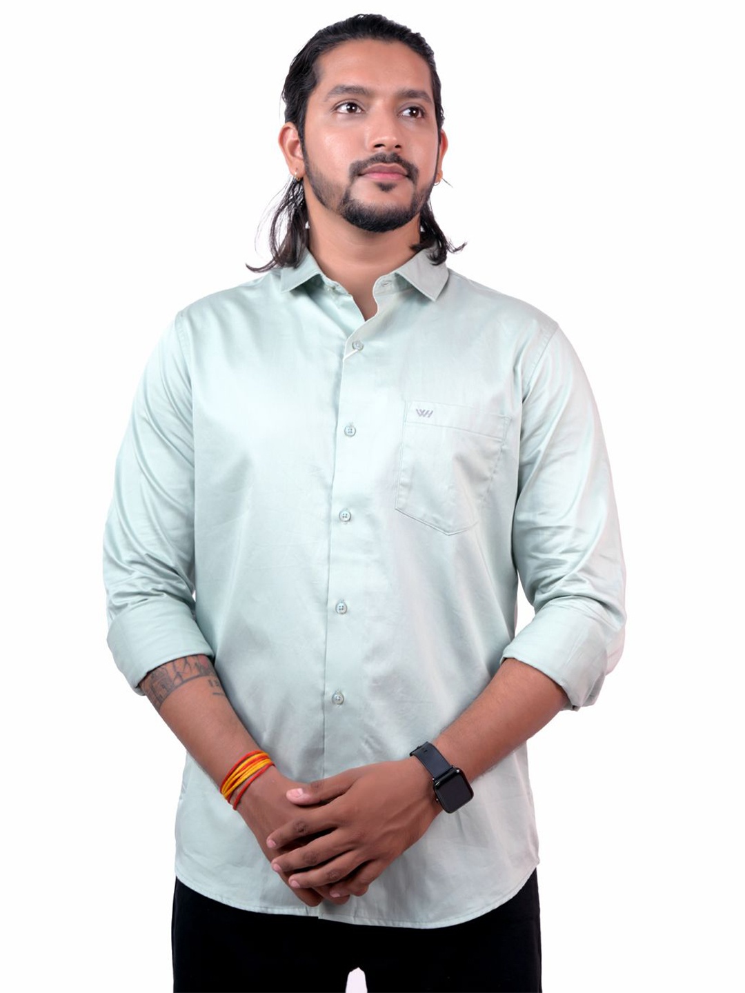 

WHITE HANGER Men Solid Opaque Regular Fit Casual Shirt, Silver