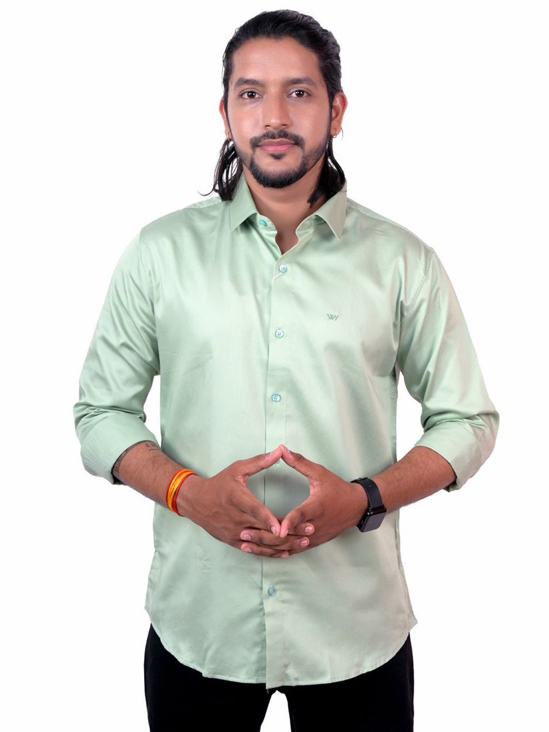 

WHITE HANGER Men Solid Opaque Regular Fit Casual Shirt, Green