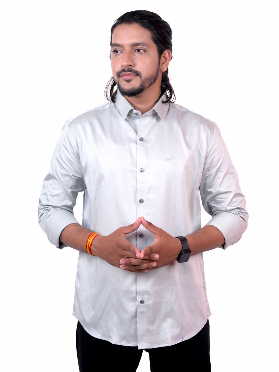 

WHITE HANGER Men Solid Opaque Regular Fit Casual Shirt, Grey