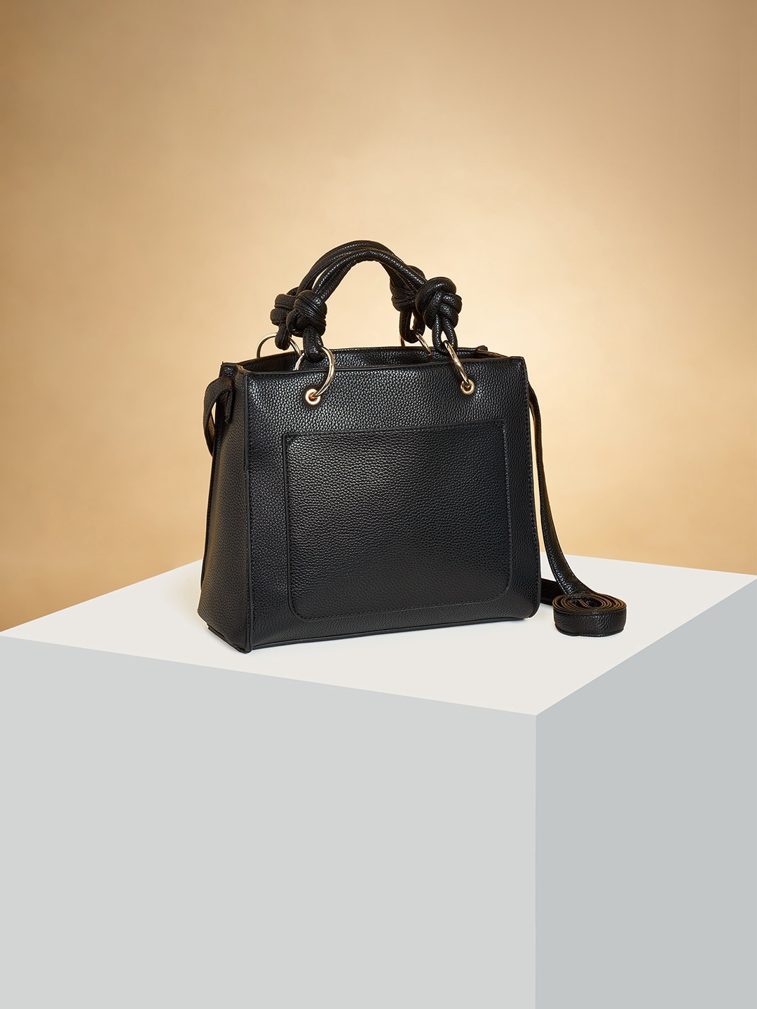 

Forever Glam by Pantaloons Women Solid Oversized Structured Handheld Bag, Black