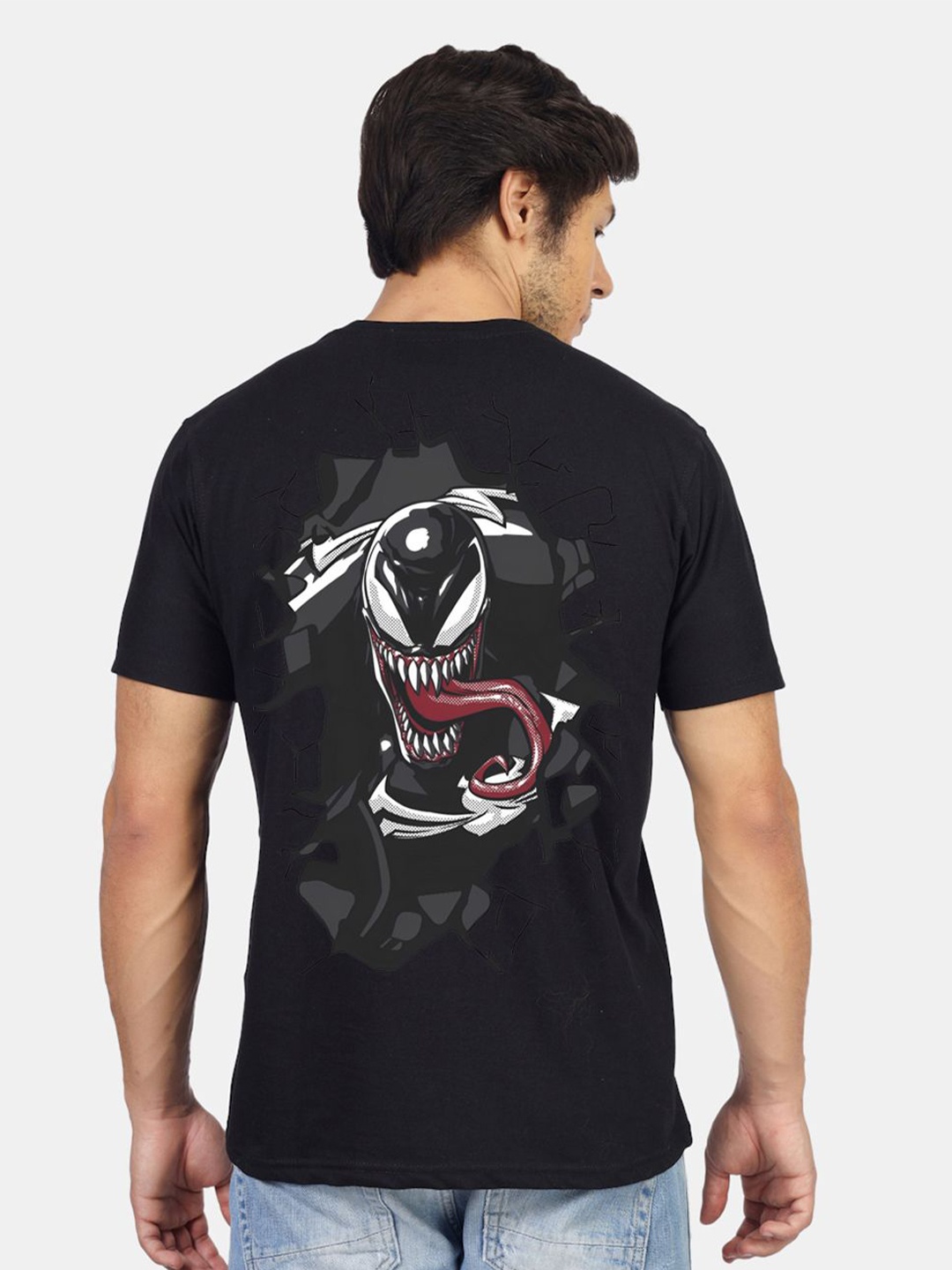 

Greylongg Men Graphic Printed Round Neck T-shirt, Black
