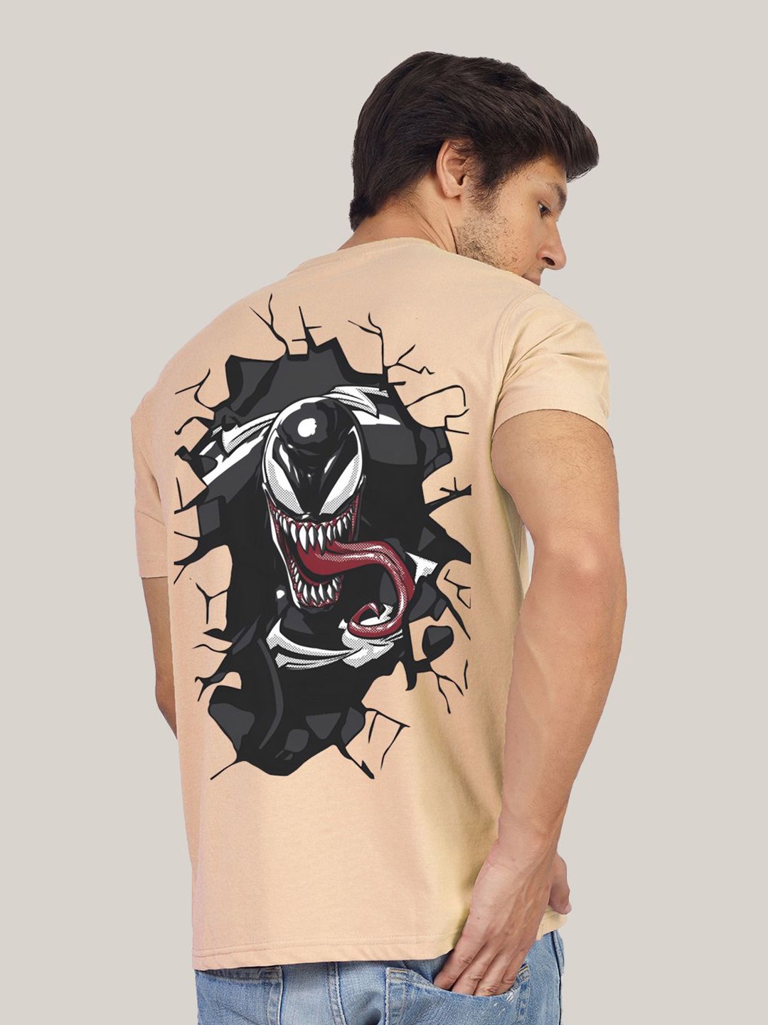 

Greylongg Men Graphic Printed Round Neck T-shirt, Beige