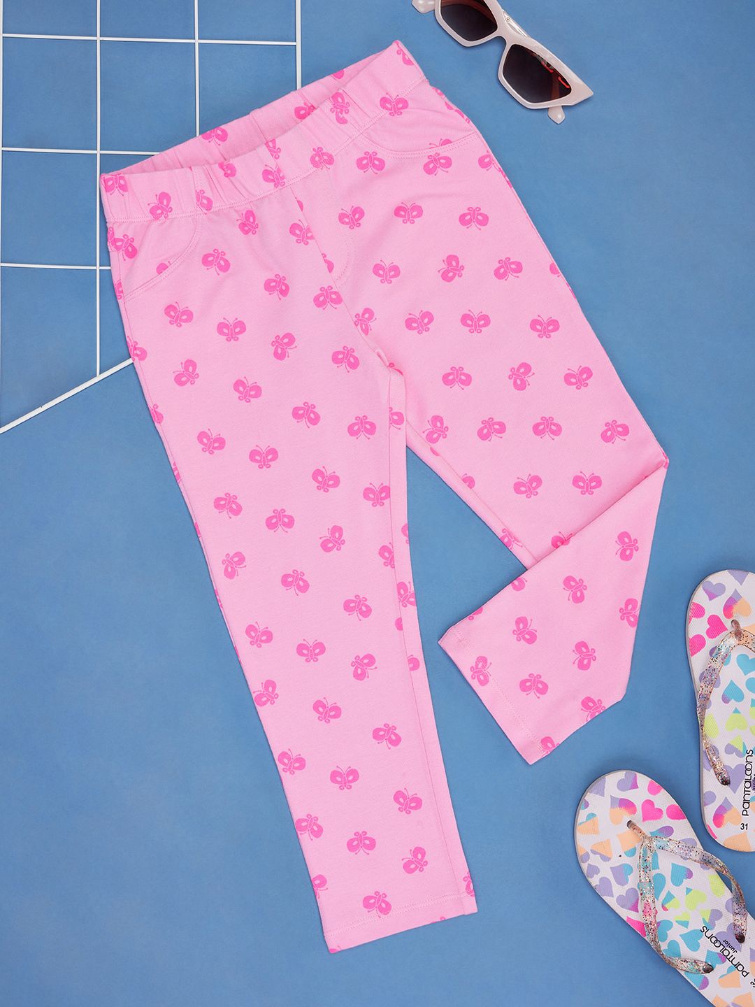 

Pantaloons Junior Girls Slim Fit Printed Jeggings, Pink