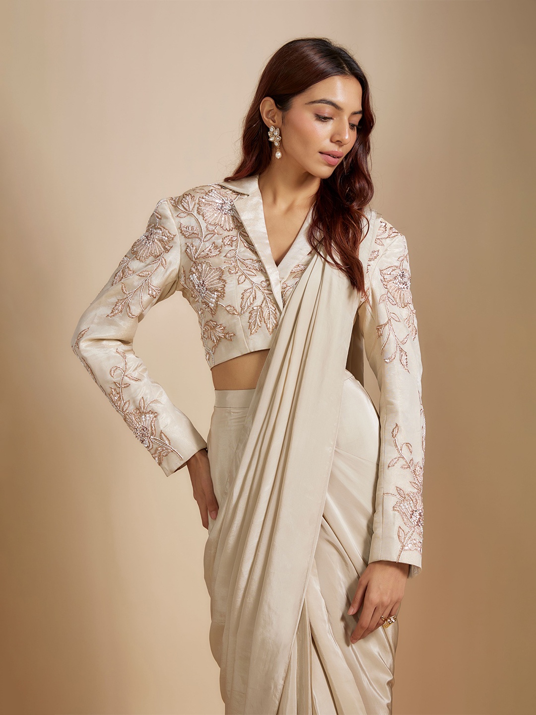 

Masumi Mewawalla Tissue Saree, White