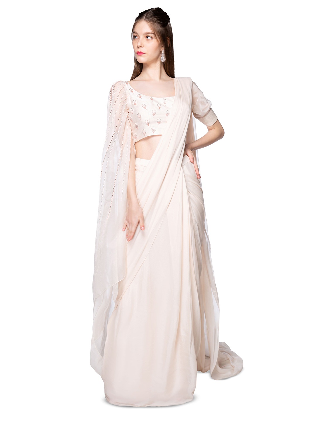 

Masumi Mewawalla Pure Crepe Saree, Cream