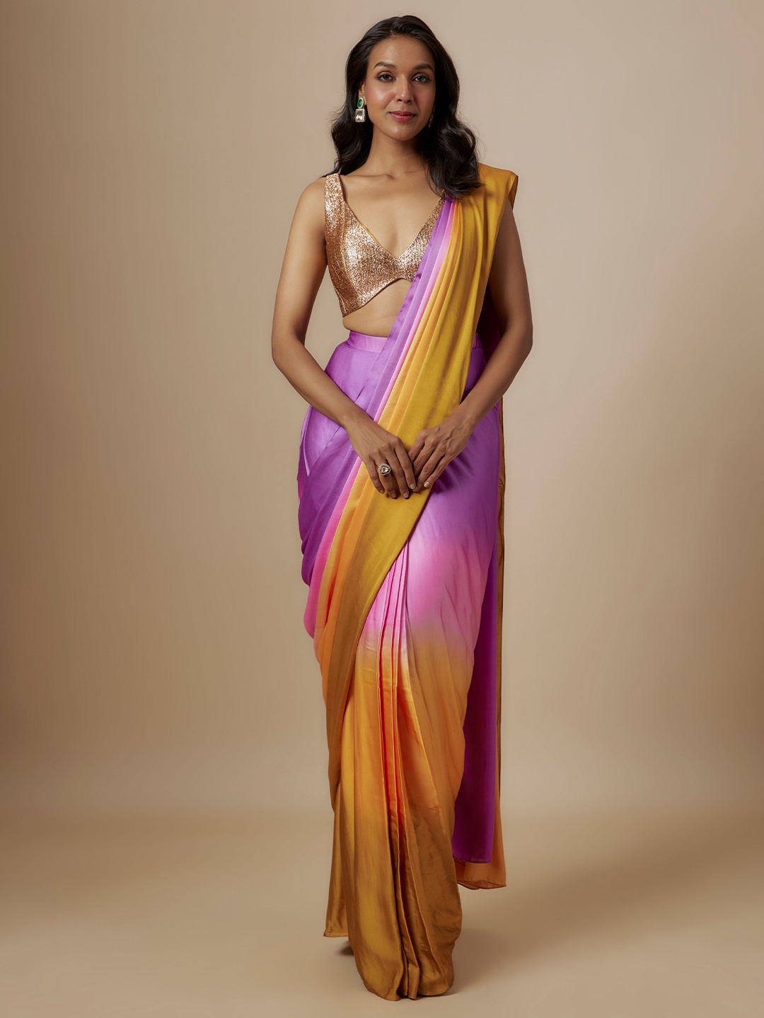 

Masumi Mewawalla Ombre Ready to Wear Pure Silk Saree, Yellow