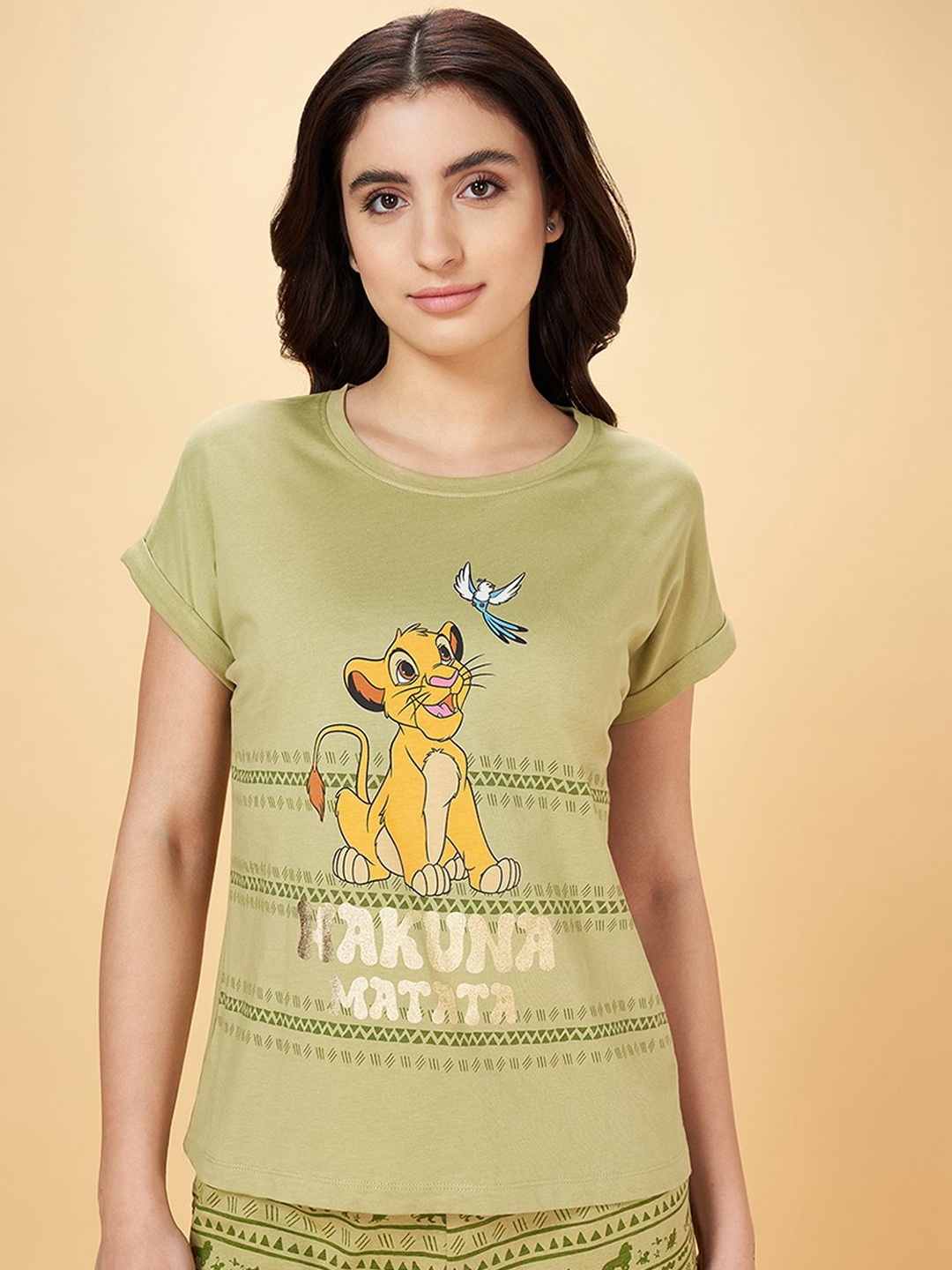 

Dreamz by Pantaloons Printed Pure Cotton Lounge Tshirts, Green