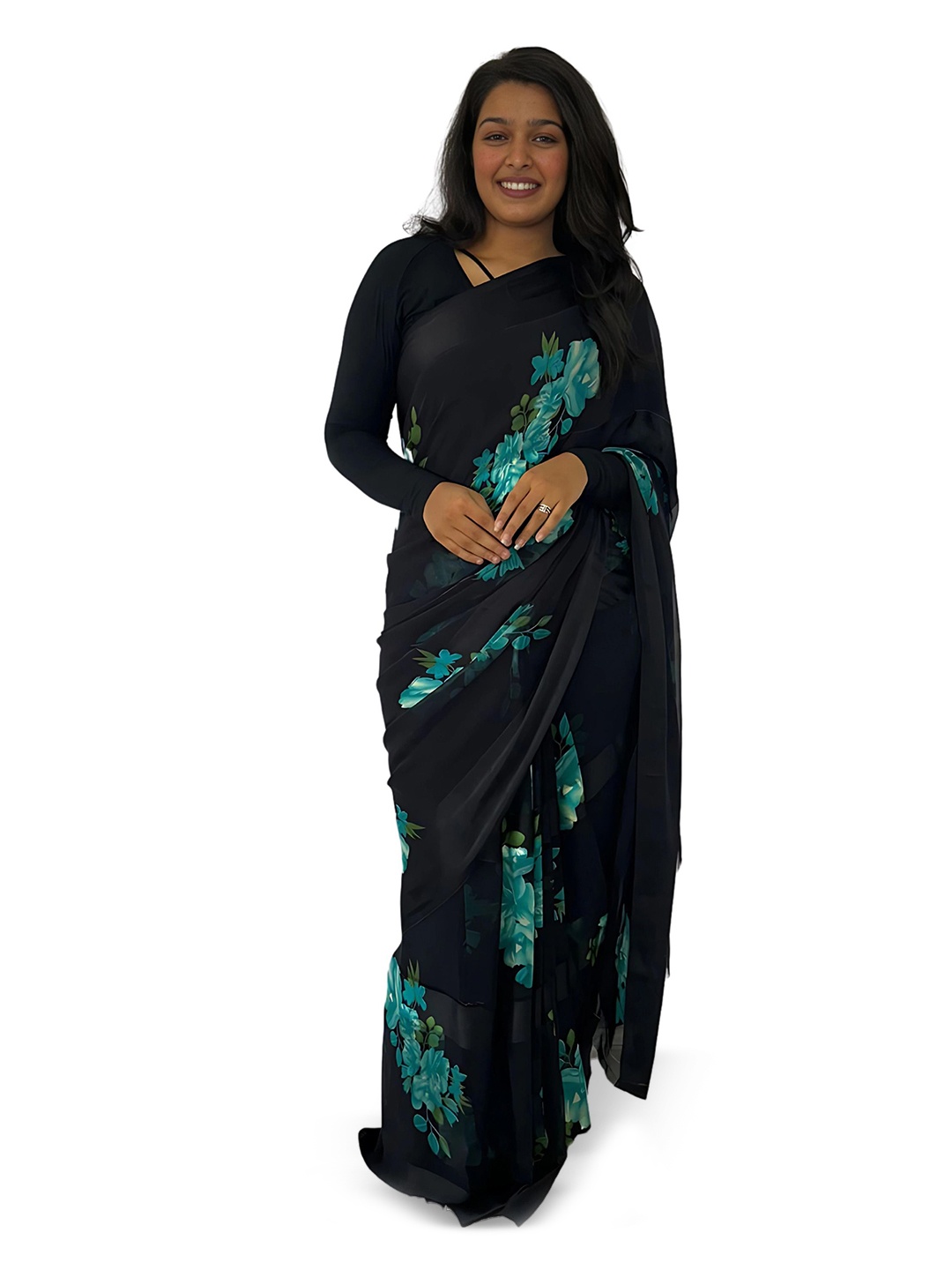 

Sitanjali Floral Pure Georgette Saree, Blue