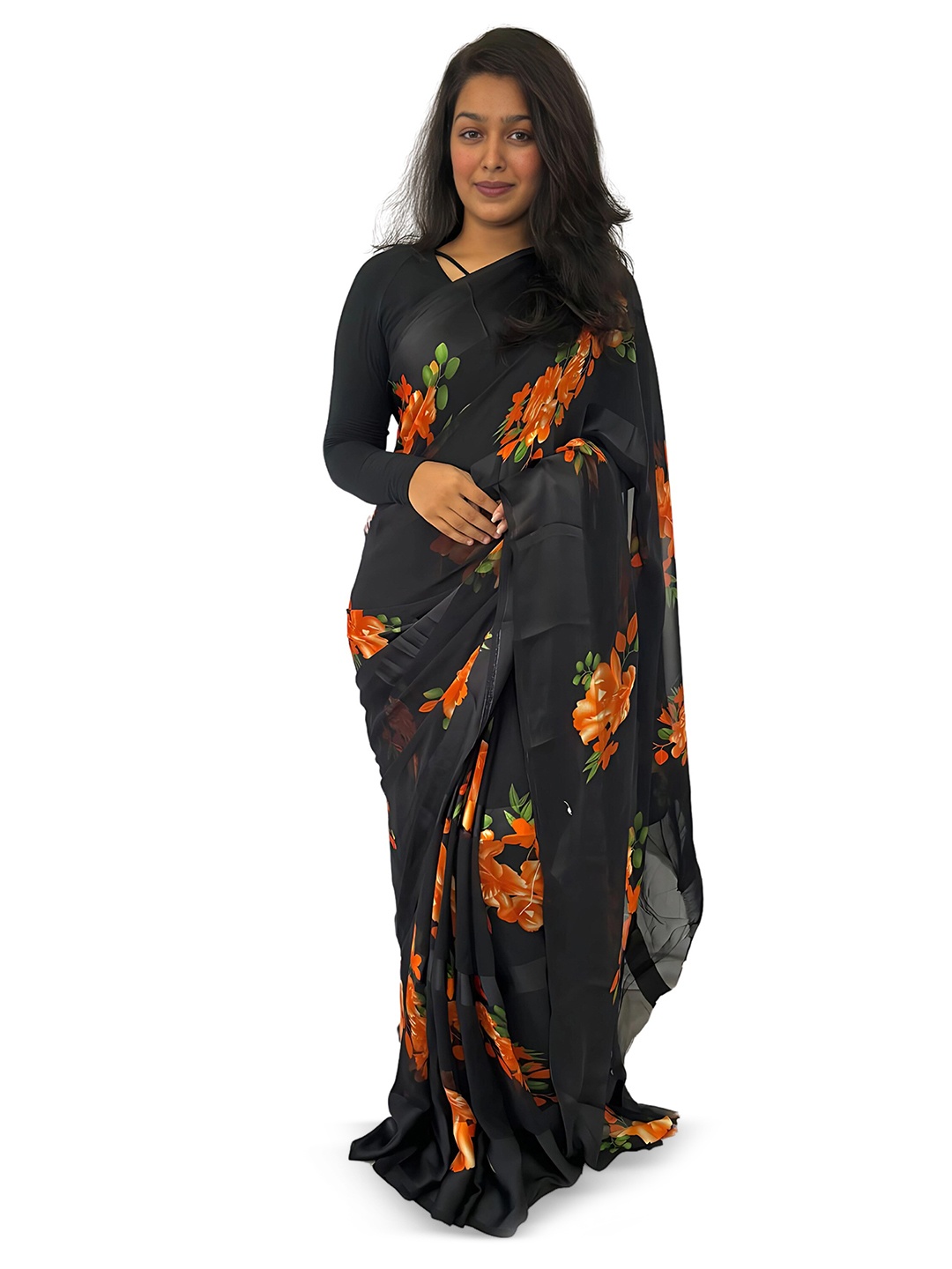 

Sitanjali Floral Pure Georgette Saree, Orange
