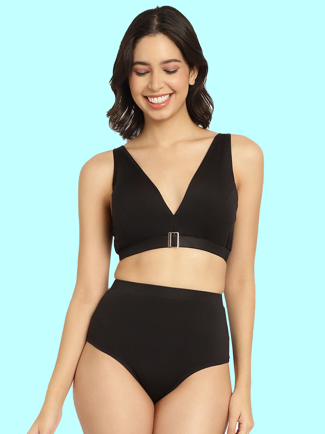 

EROTISSCH V-Neck Swim Bikini Set, Black