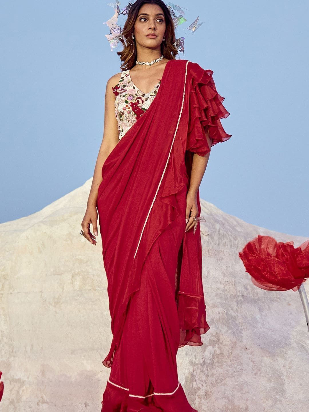 

Nikita Vishakha Pure Georgette Saree Pack of 2, Red