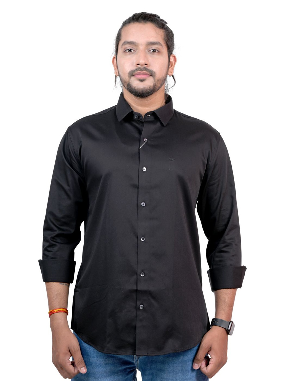 

WHITE HANGER Men Opaque Formal Shirt, Black