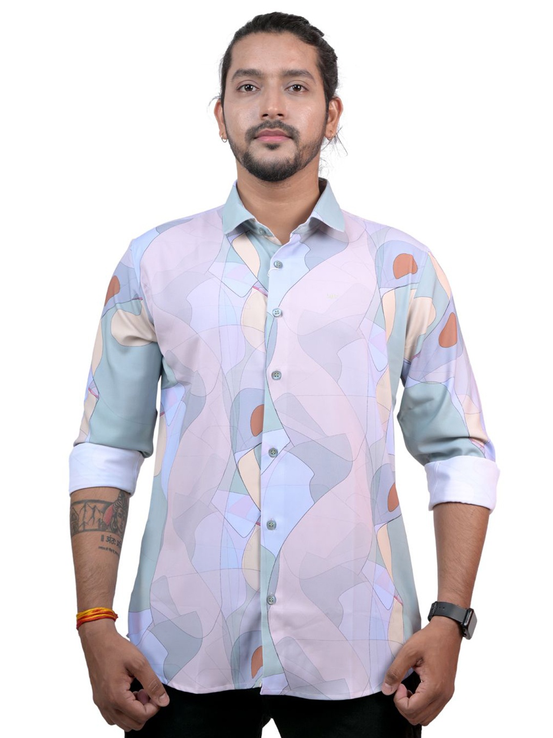 

WHITE HANGER Men Printed Opaque Regular Fit Casual Shirt, Turquoise blue