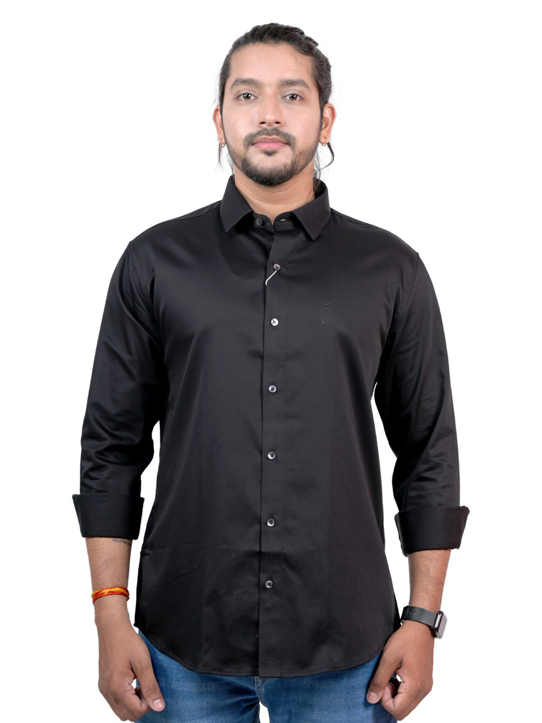 

WHITE HANGER Men Solid Opaque Regular Fit Casual Shirt, Black