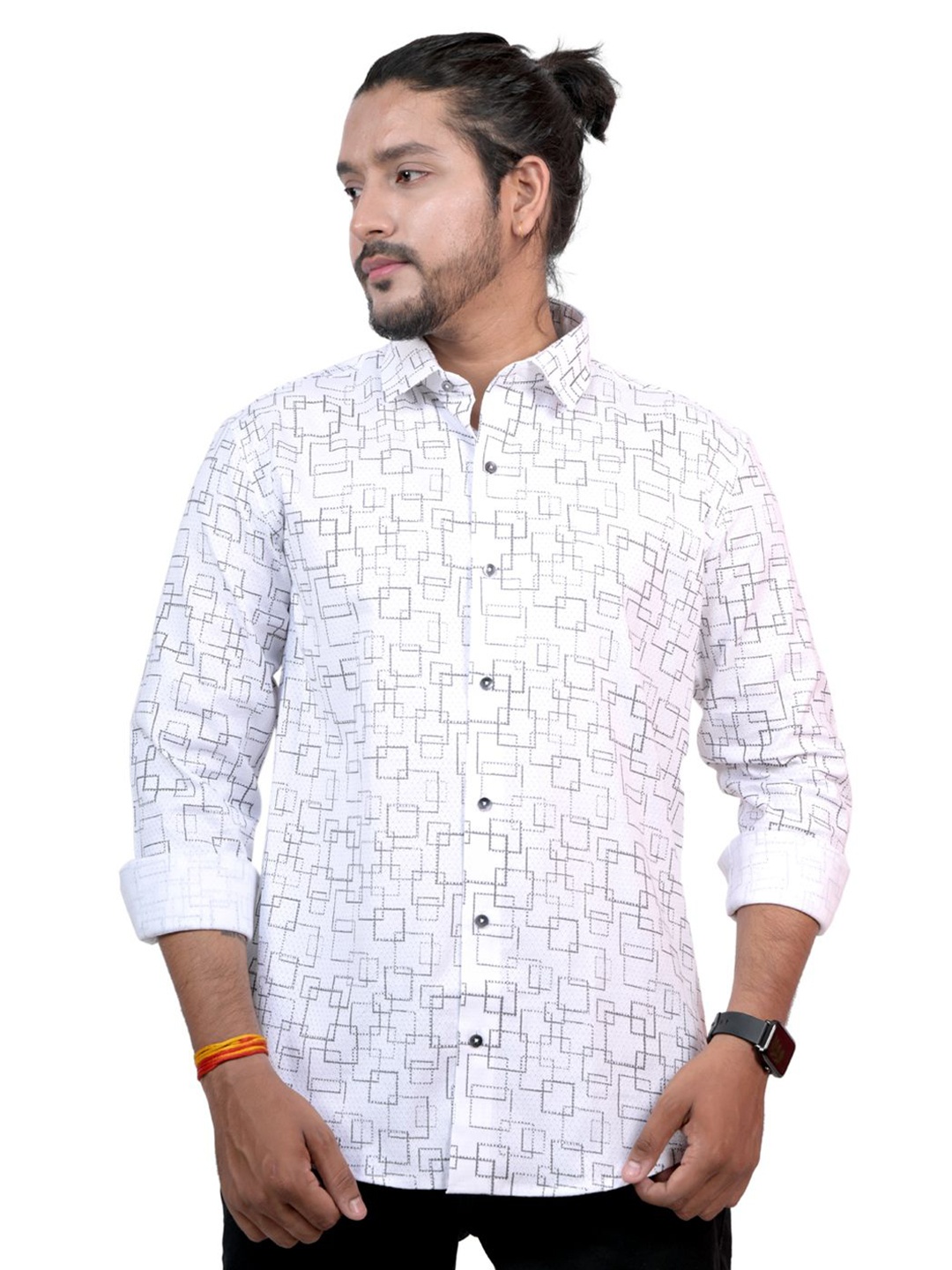 

WHITE HANGER Men Cotton Opaque Printed Casual Shirt