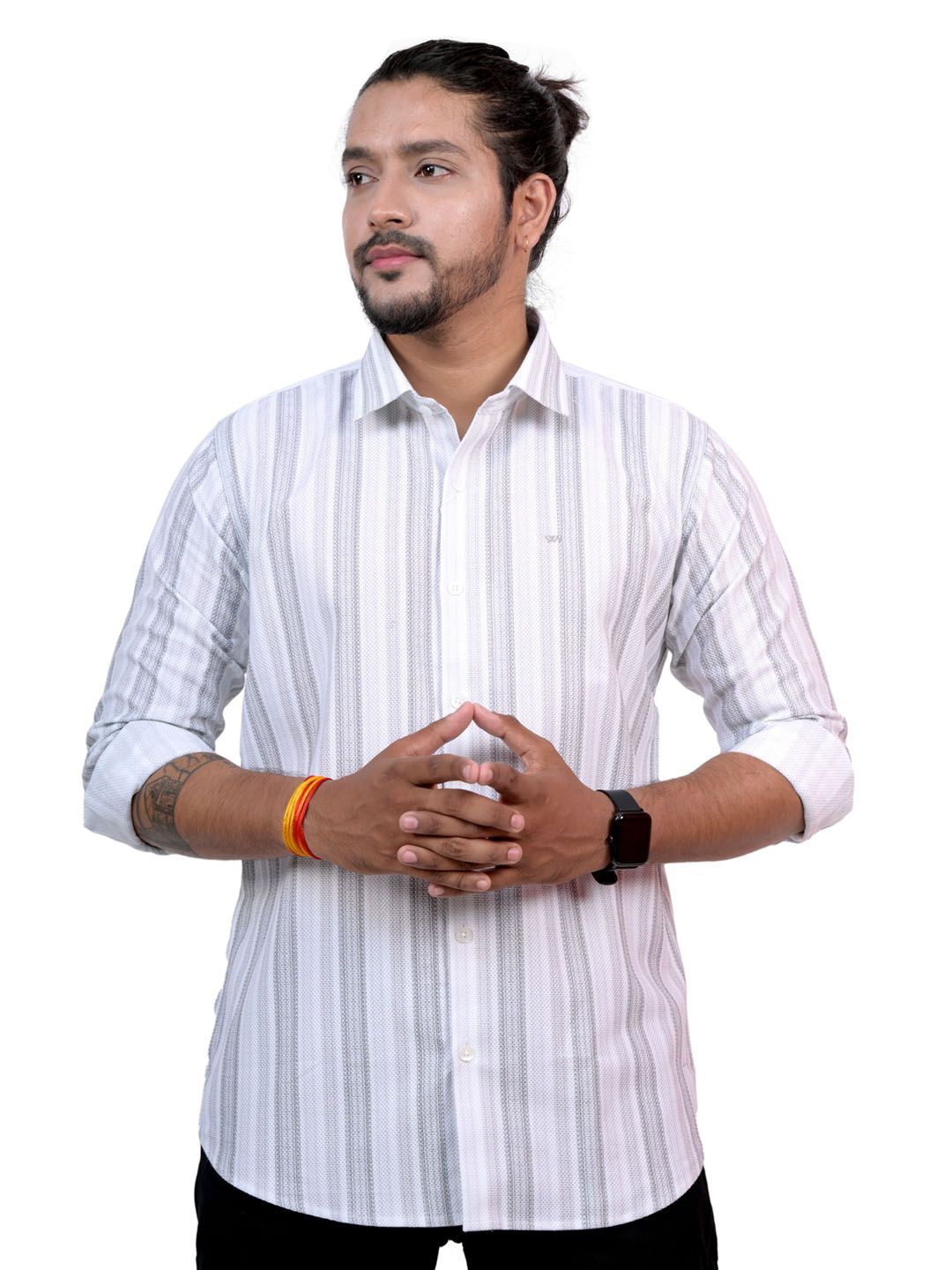 

WHITE HANGER Men Cotton Opaque Striped Printed Casual Shirt