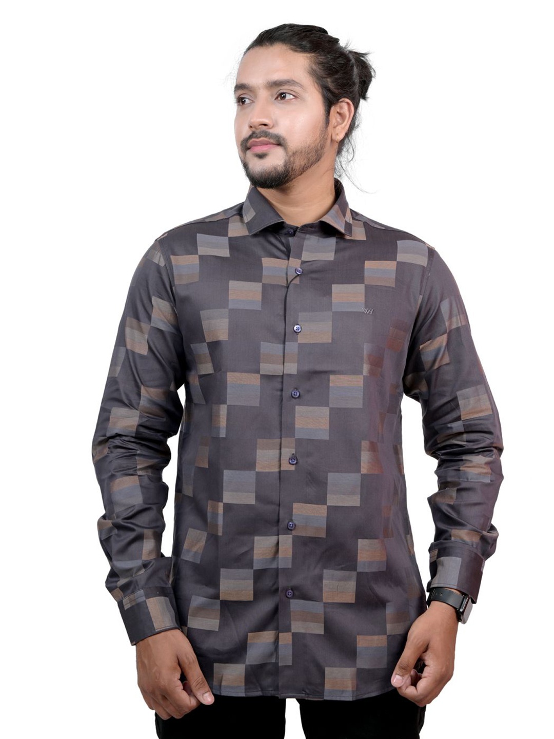 

WHITE HANGER Men Opaque Checked Casual Shirt, Grey