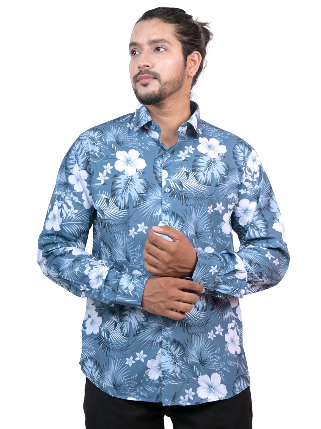 

WHITE HANGER Men Floral Opaque Printed Casual Shirt, Blue