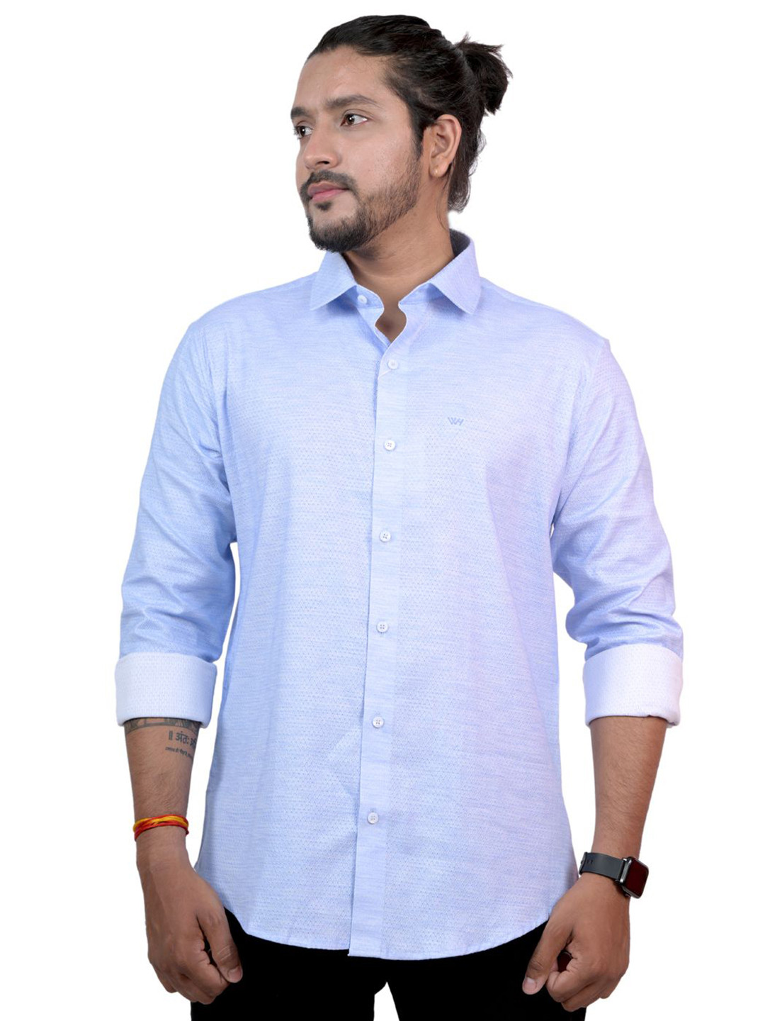 

WHITE HANGER Men Cotton Solid Opaque Casual Shirt, Blue