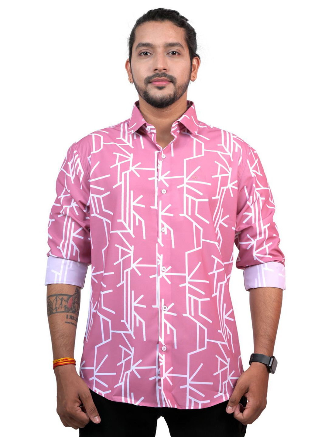 

WHITE HANGER Men Opaque Checked Casual Shirt, Pink