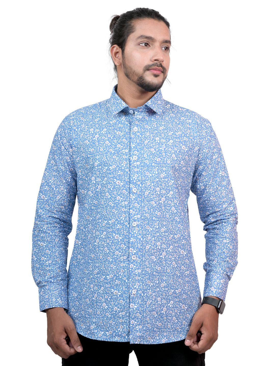 

WHITE HANGER Men Floral Opaque Printed Casual Regular Fit Shirt, Blue