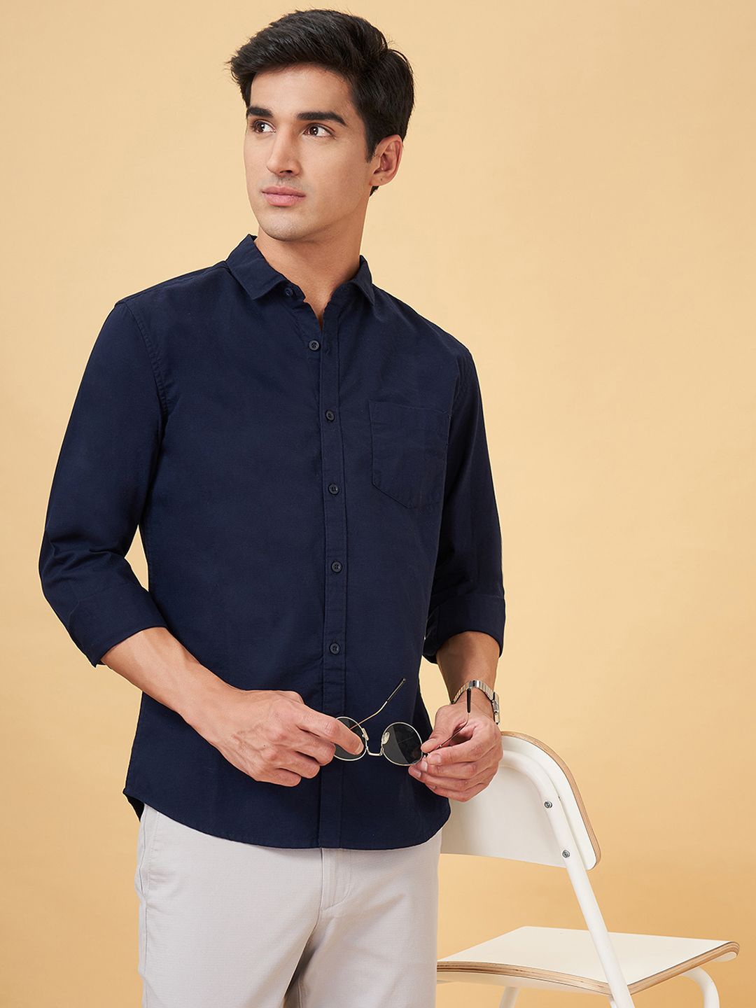 

BYFORD by Pantaloons Men Slim Fit Opaque Casual Shirt, Blue