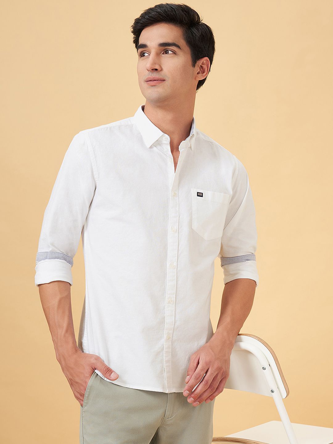 

BYFORD by Pantaloons Men Slim Fit Opaque Casual Shirt, White