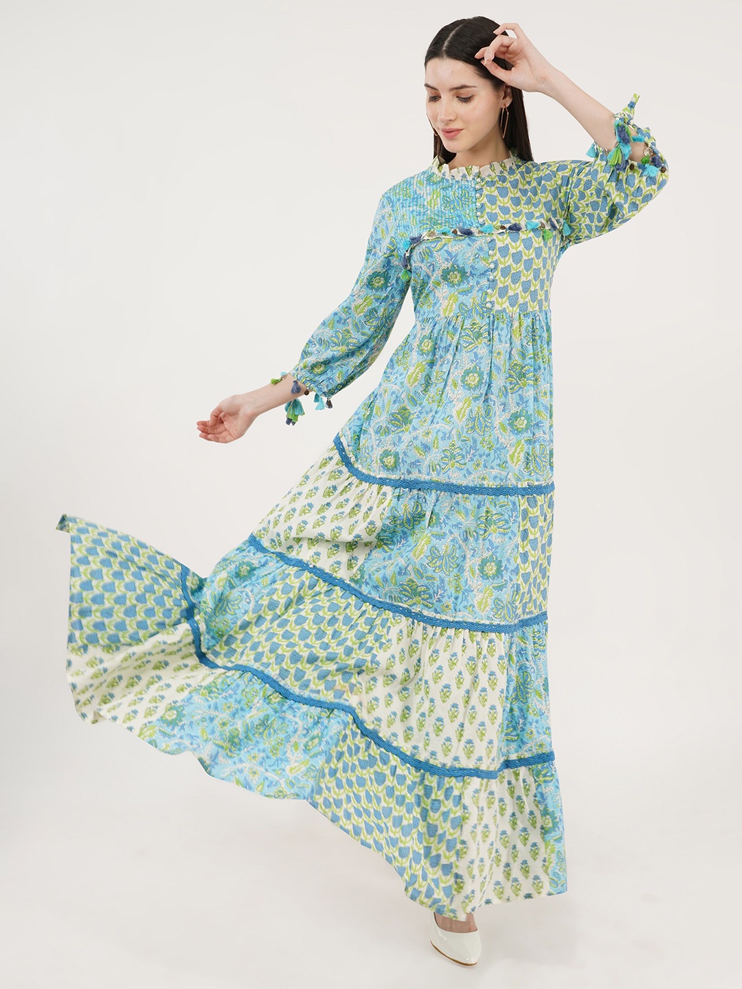 

Sonnesta Floral Print Puff Sleeve Maxi Dress, Teal