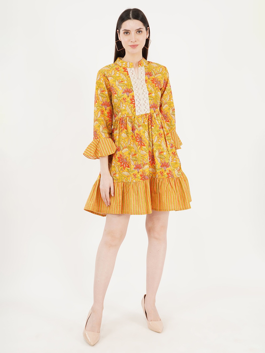 

Sonnesta Floral Print Fit & Flare Dress, Yellow