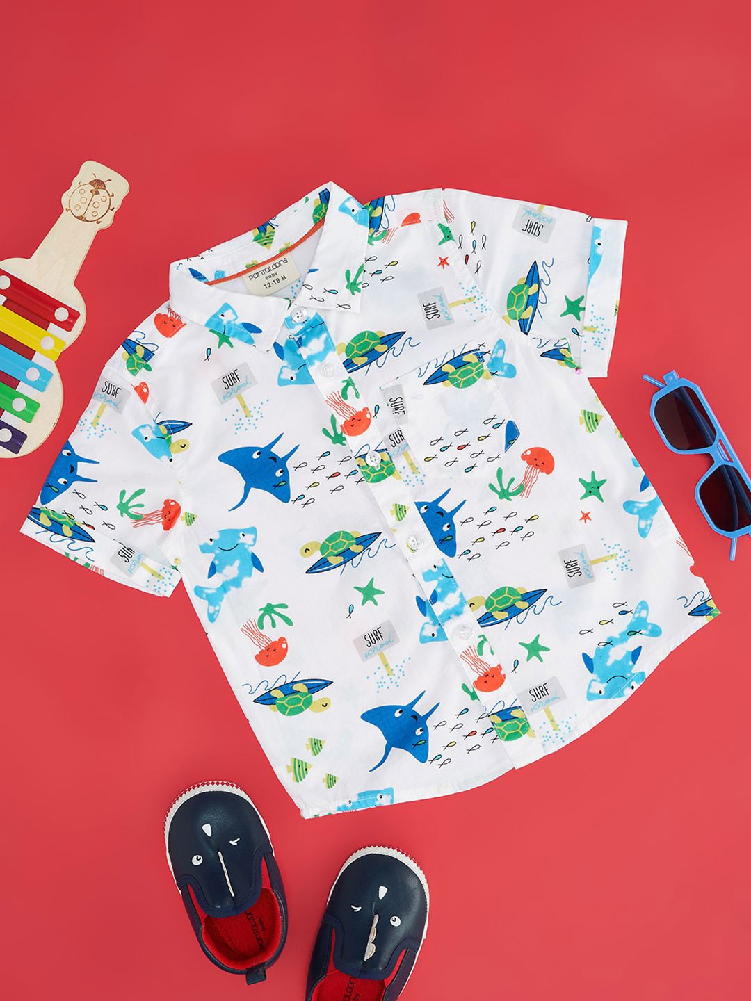 

Pantaloons Baby Boys Cotton Opaque Printed Casual Shirt, White