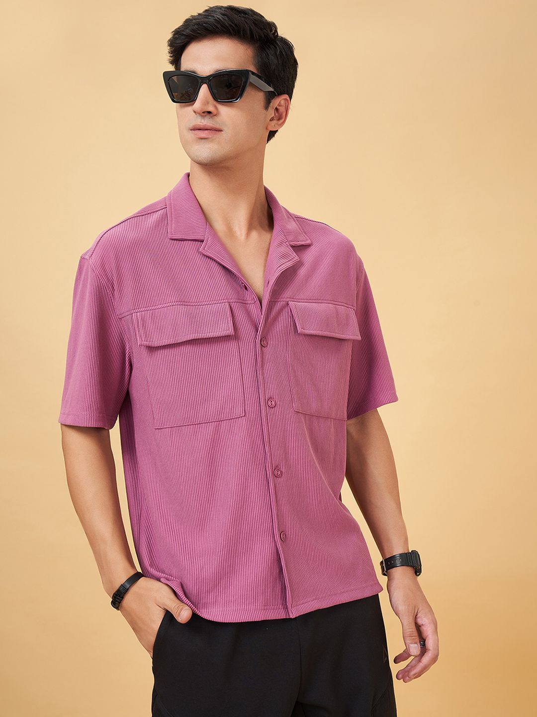 

Street 808 by Pantaloons Solid Men Opaque Relaxed Fit Casual Shirt, Peach