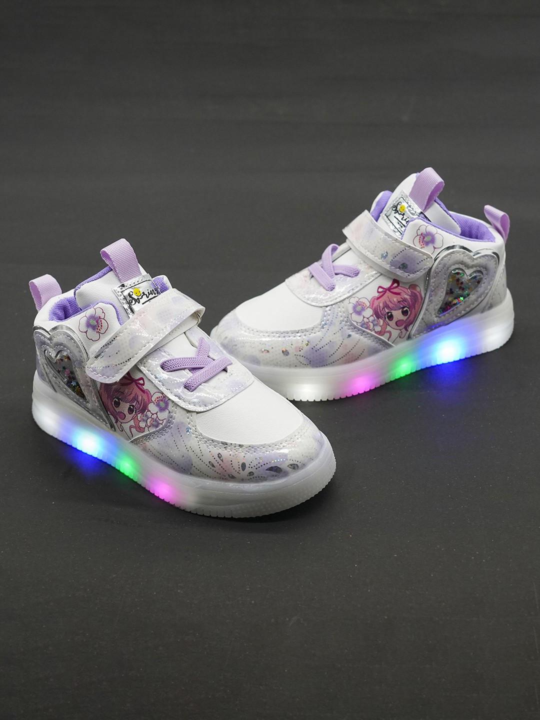 

BAESD Kids Printed Round Toe Comfort Insole Sneakers, Purple