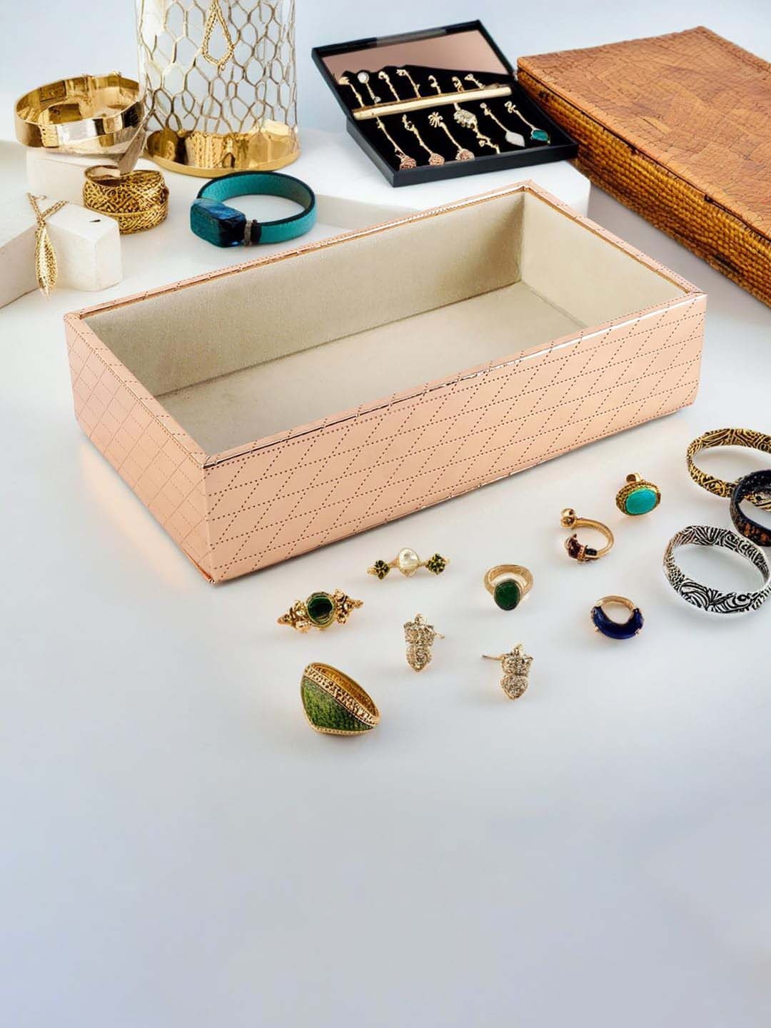 

THE HOME CO. Copper-Toned Self Design Super Strong Jewellery Organiser