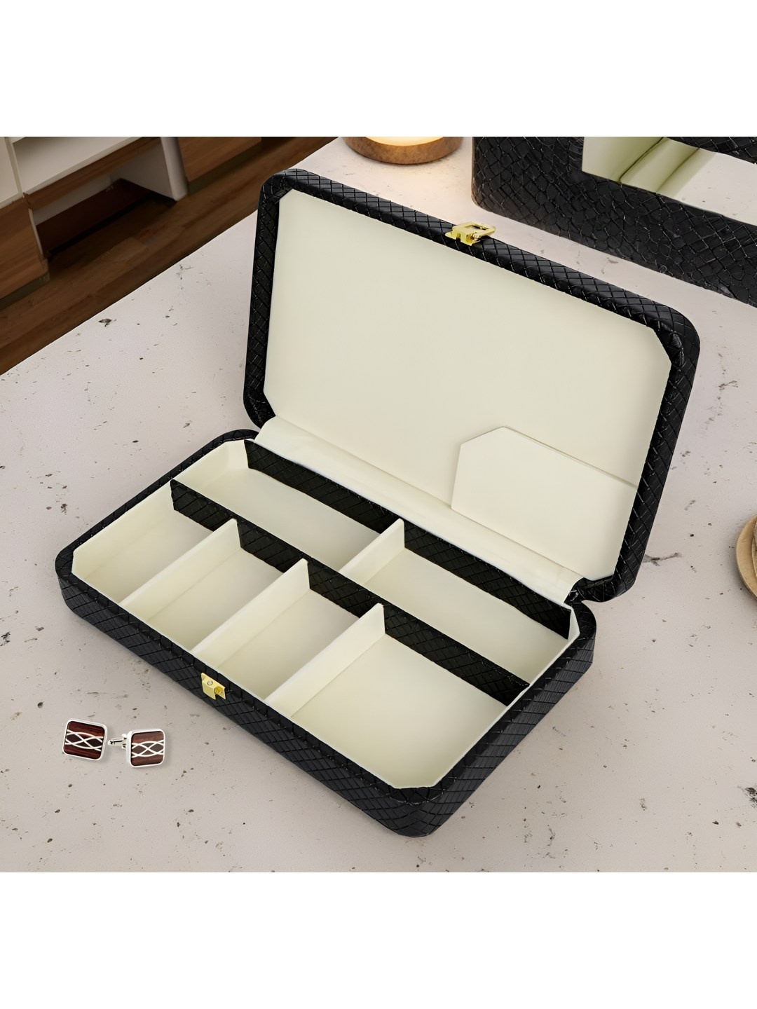 

THE HOME CO. Black Self Design Super Strong Jewellery Organiser
