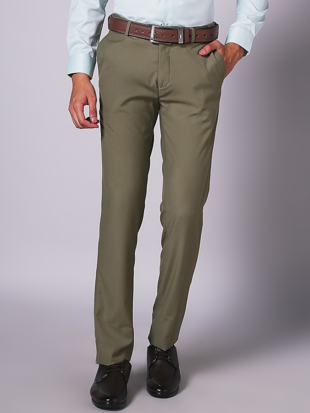 

INSPIRO Men Slim Fit Formal Trousers, Olive