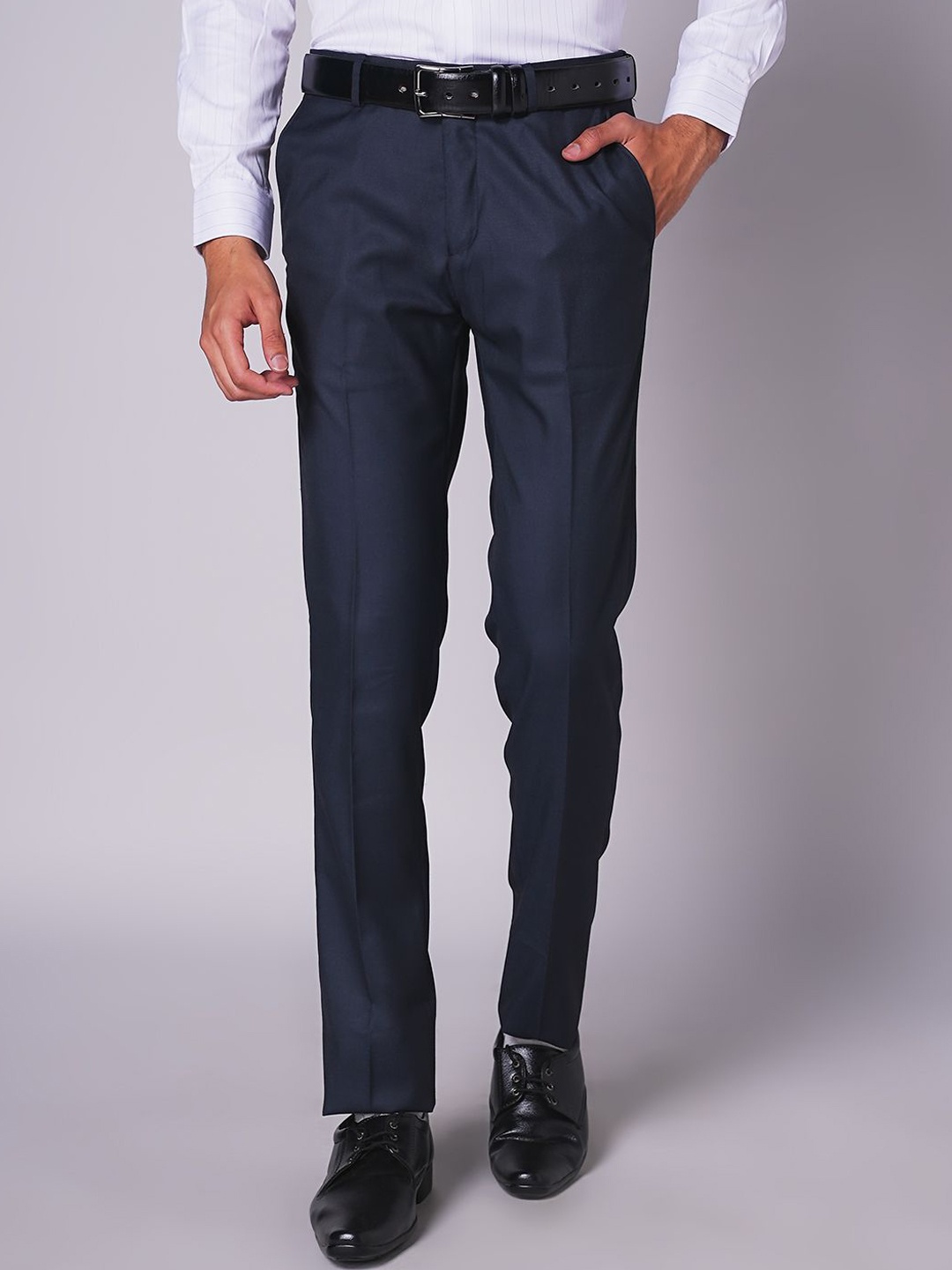 

INSPIRO Men Slim Fit Formal Trousers, Navy blue