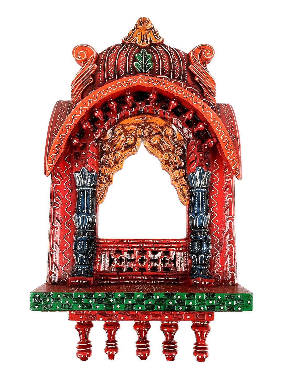 

apka mart Brown & Green Textured Wooden Jharokha Wall Decor