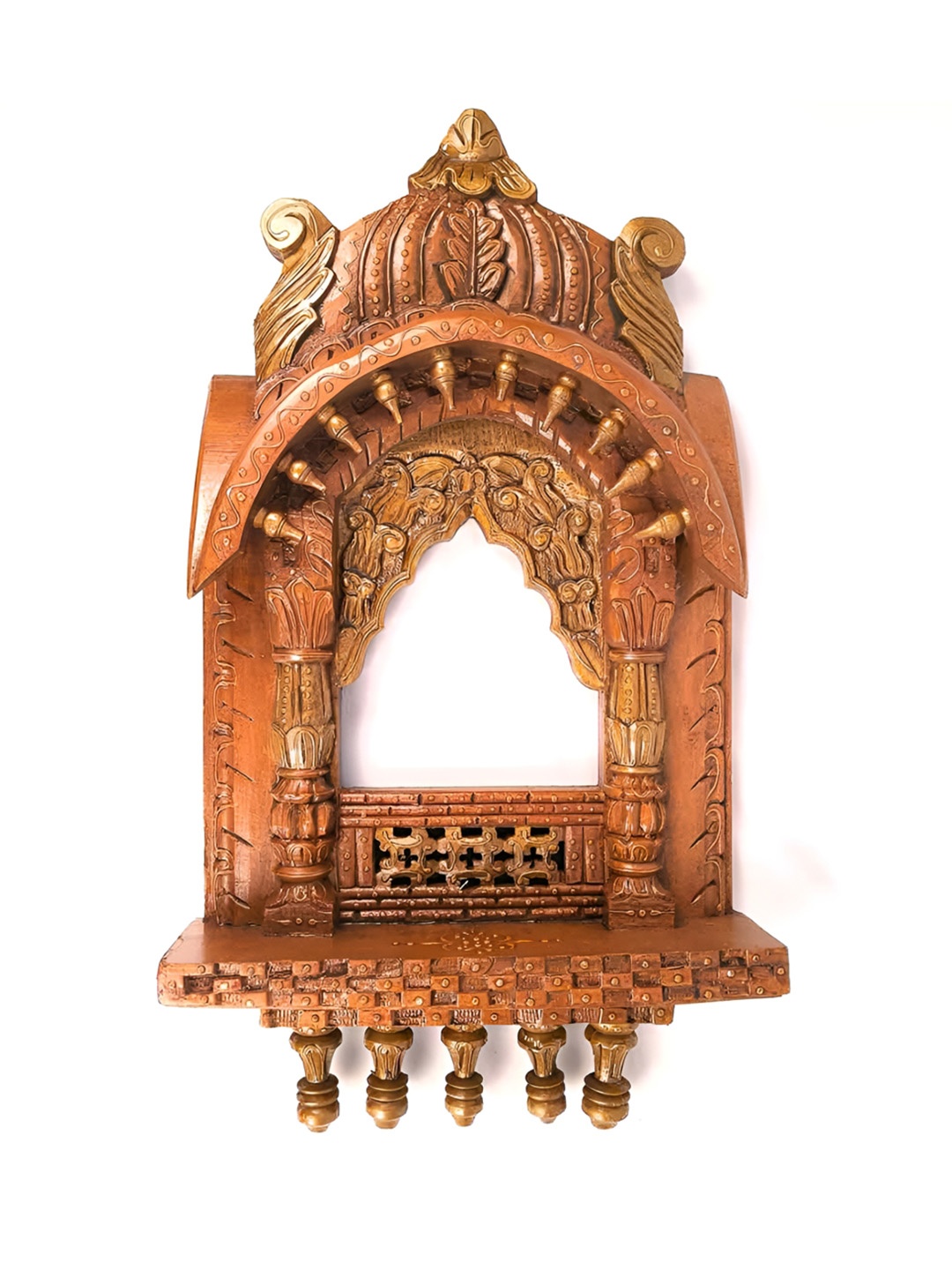 

apka mart Brown Textured Wooden Jharokha Wall Decor