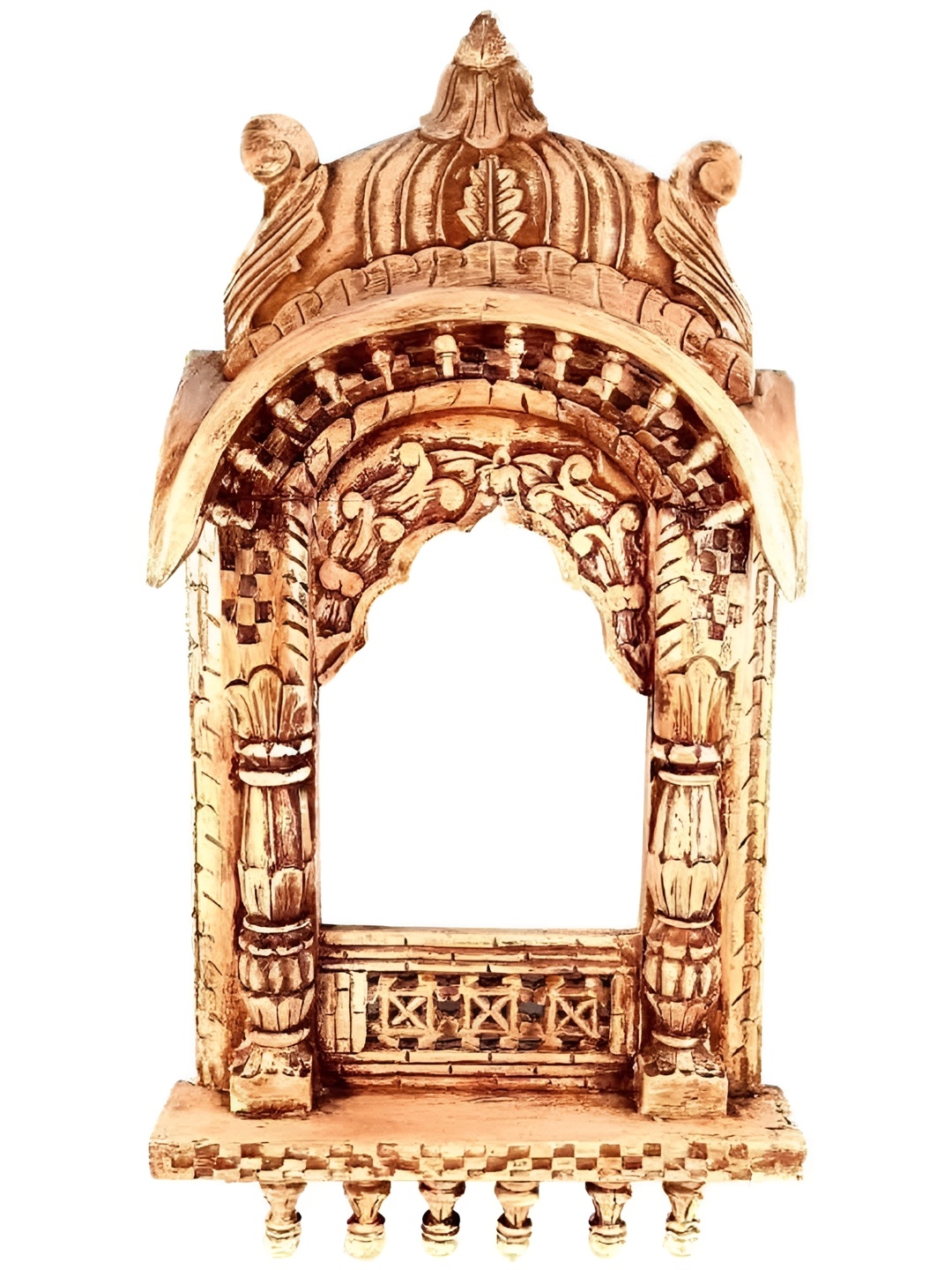 

apka mart Brown Textured Wooden Jharokha Wall Decor