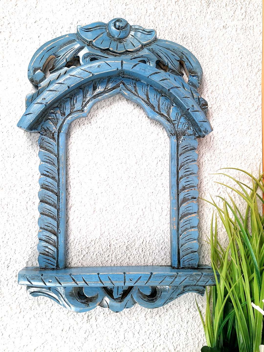 

apka mart Blue Textured Wooden Jharokha Wall Decor