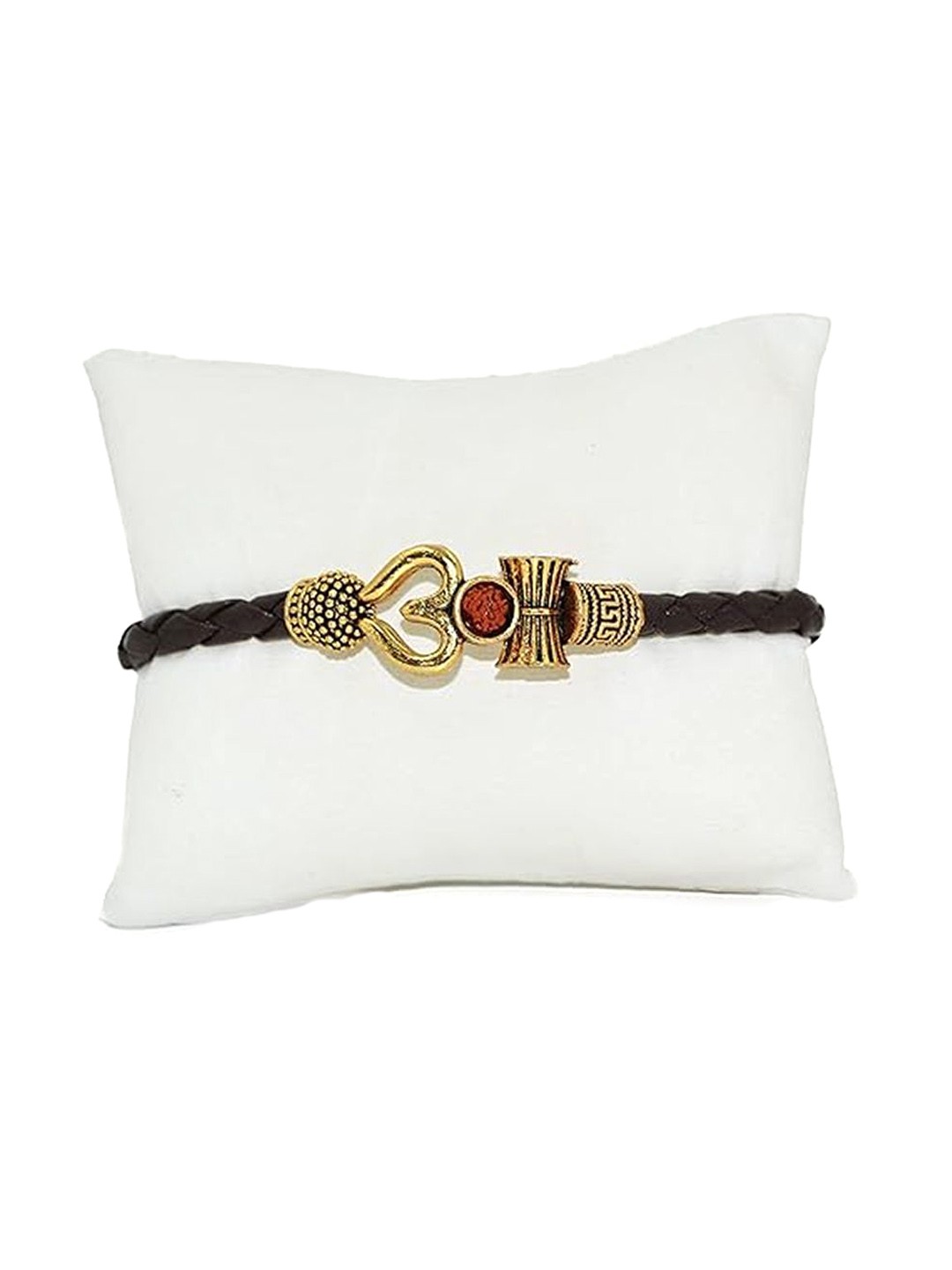 

CraftVatika Trishul Damroo Rakhi With Greeting Card, Gold