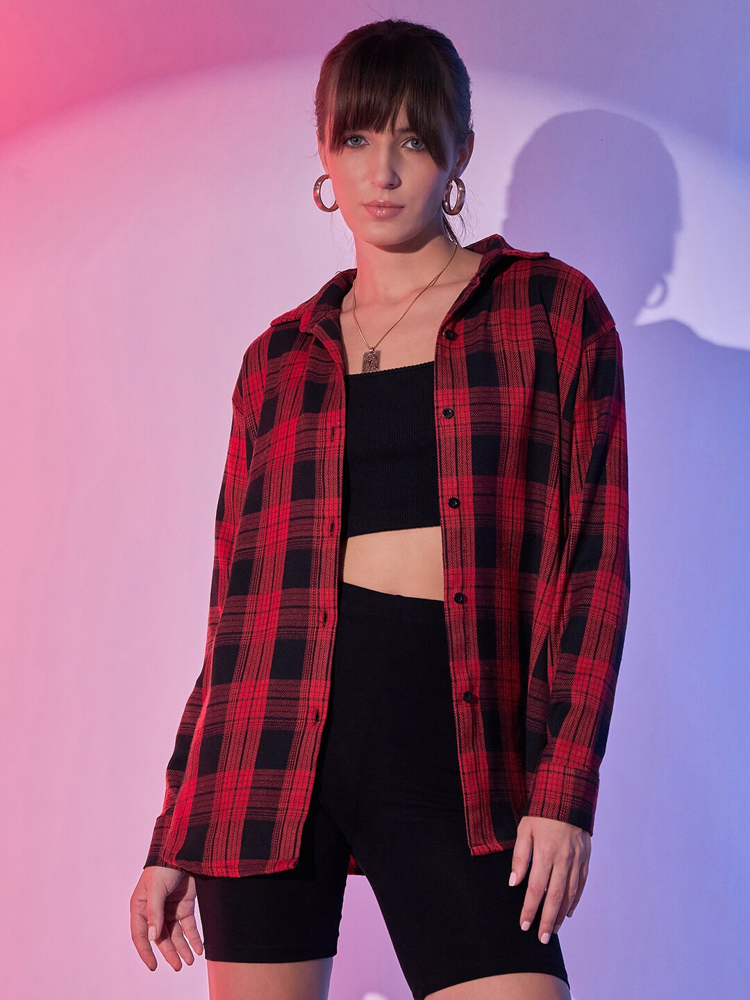 

BUY NEW TREND Women Comfort Opaque Checked Casual Shirt, Red