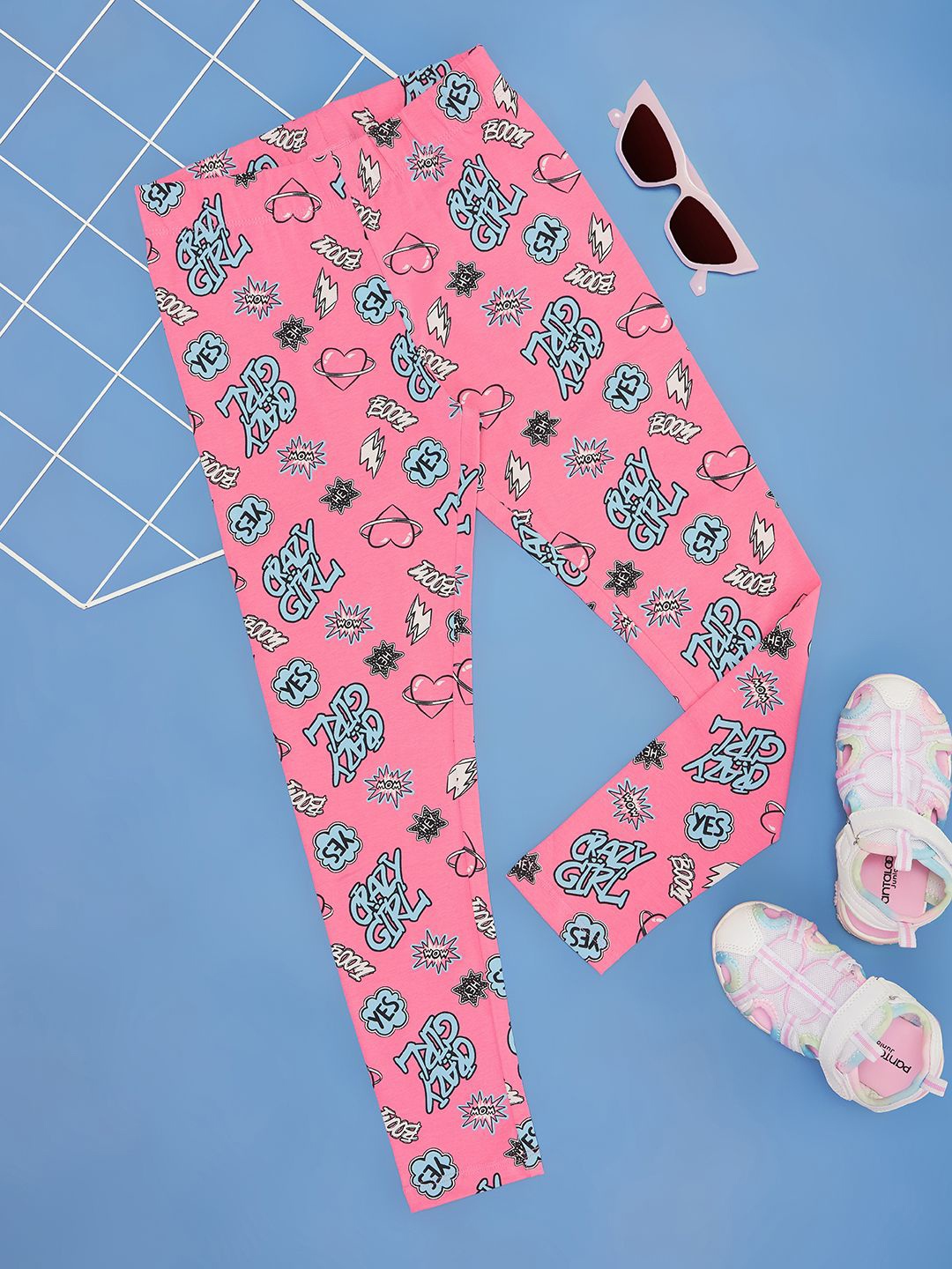 

Pantaloons Junior Girls Printed Cotton Mid Rise Track Pants, Pink